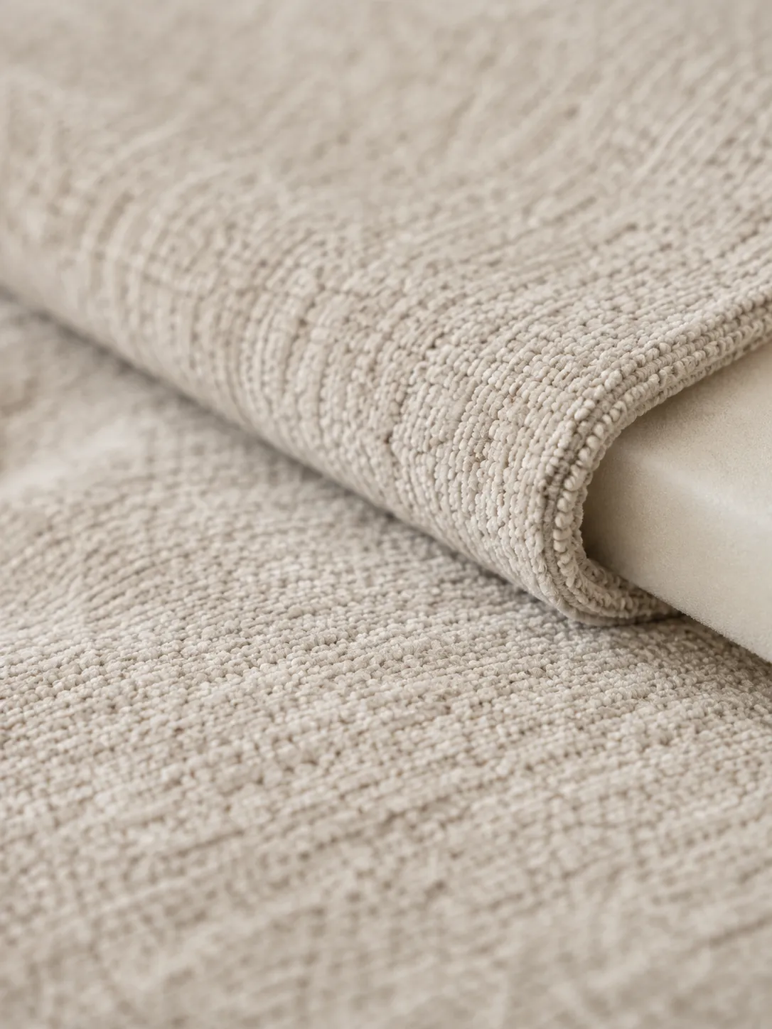 Close-up of the soft woven chenille upholstery fabric and high-resilience foam