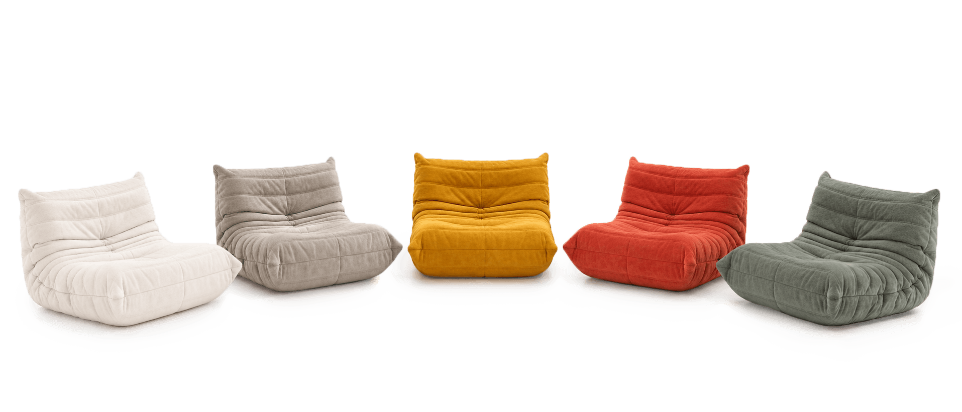 The Caterpillar Sofa collection in five colourways